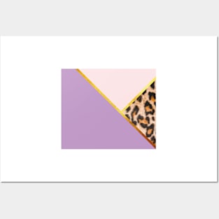 Abstract leopard print, color blocking purple Posters and Art